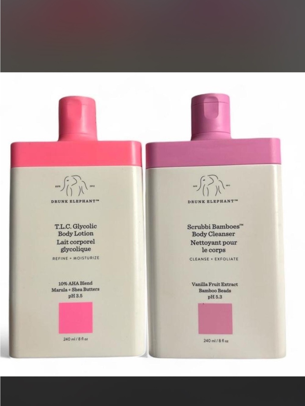 Drunk Elephant Body Cleanser & T.L.C. Glycolic Body Lotion